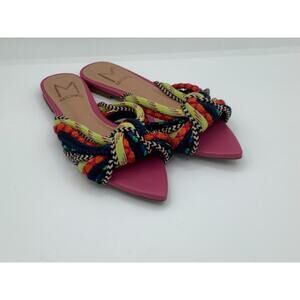 Madras Size 37 Pink Slide with Multicolor Roping Super Fun EUC